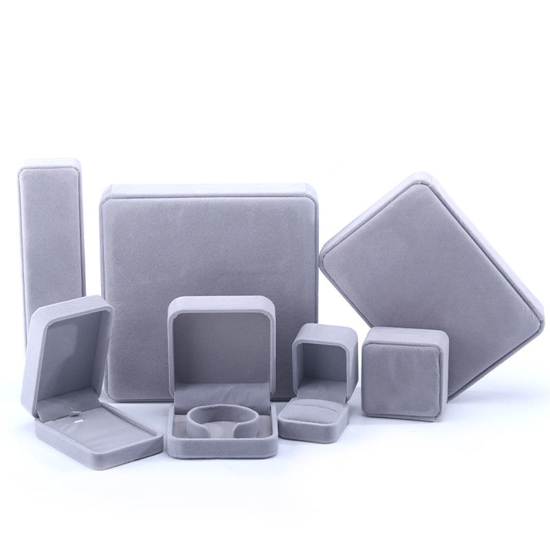 Customized Size Gray Velvet Jewelry Box for Necklace ring Earrings Bracelet Packaging