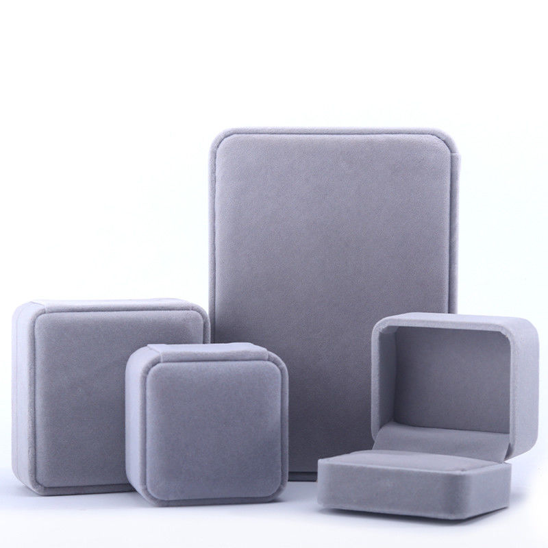Customized Size Gray Velvet Jewelry Box for Necklace ring Earrings Bracelet Packaging