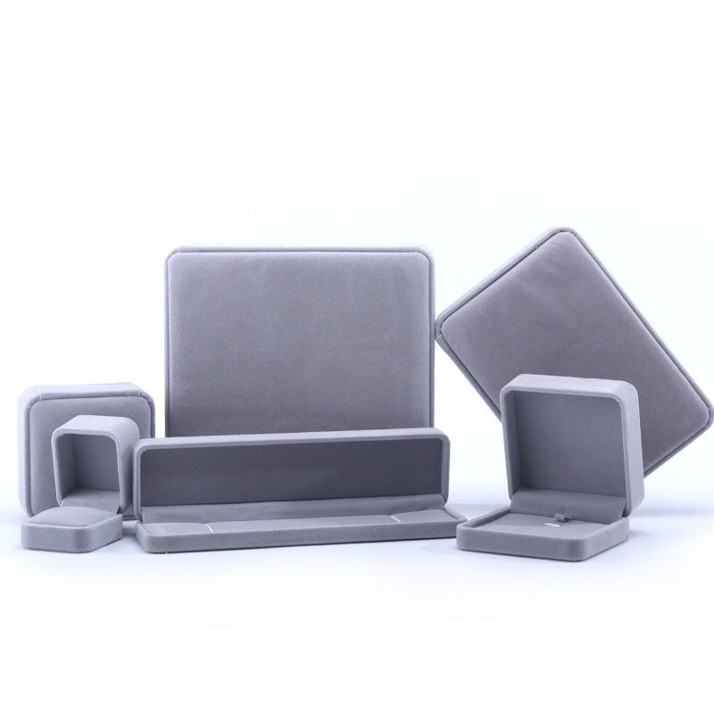 Customized Size Gray Velvet Jewelry Box for Necklace ring Earrings Bracelet Packaging
