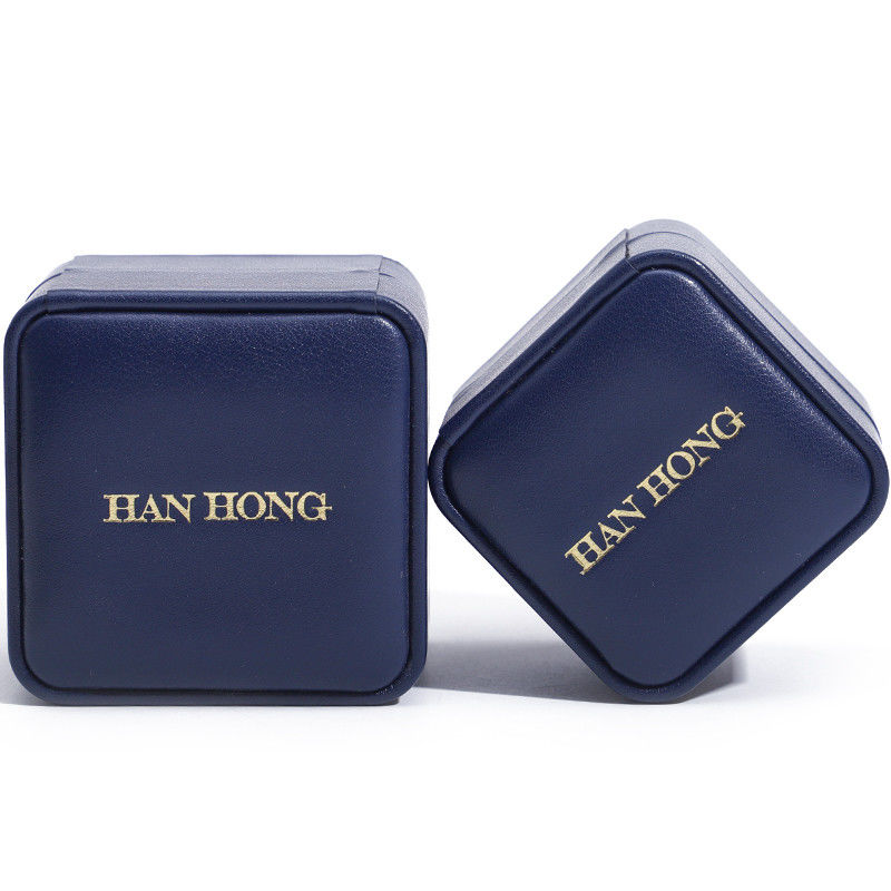 Dark Blue Round Corner PU Leather Jewelry Set Box Upscale Jewelry Packaging Box OEM