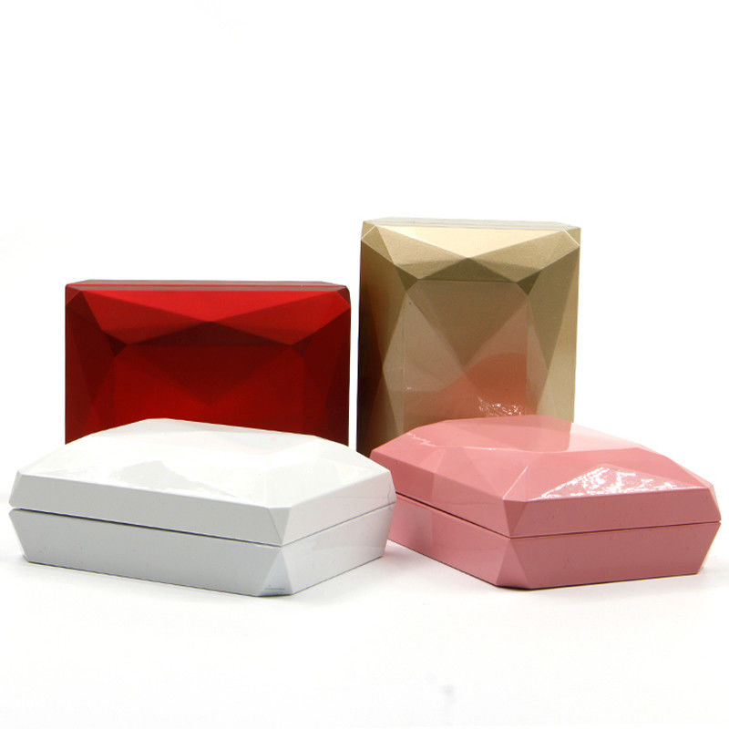 Custom Logo Velvet Lined Plastic Jewelry Storage Box with LED Light and Velvet Lining