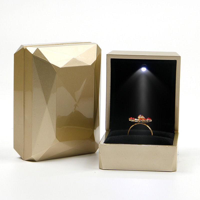 Custom Logo PU Plastic Gold Jewelry Packaging Box with LED Light Jewelry Package