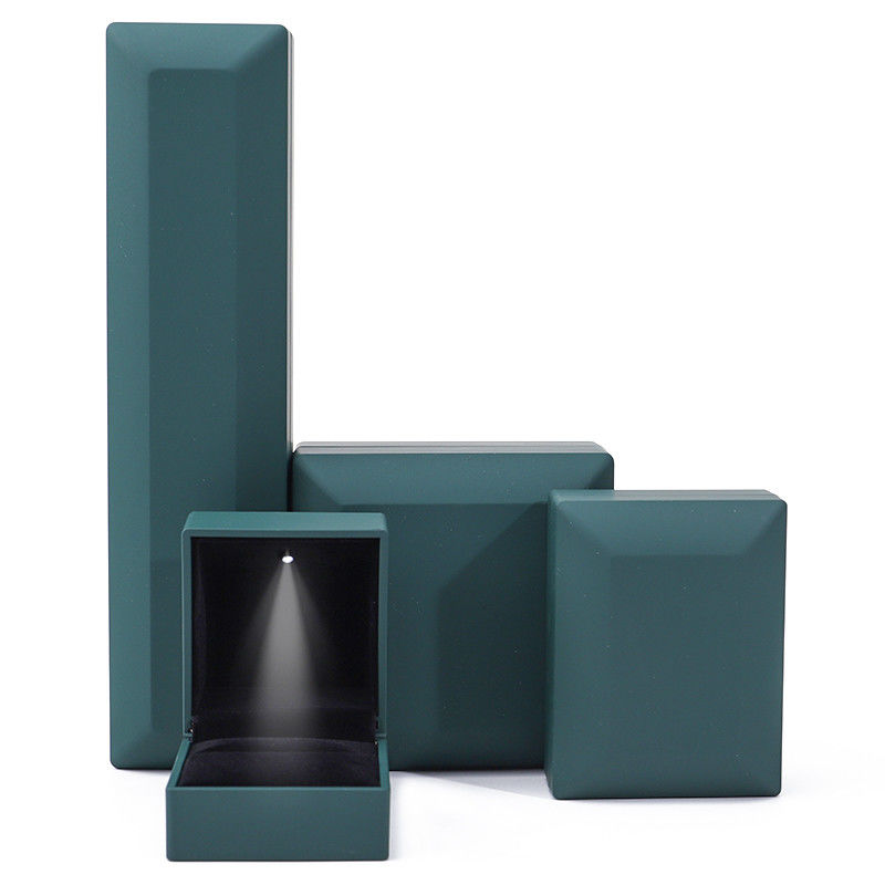 Jewelry Package Custom Logo Green LED Light Velvet Box for Rings Bracelets Necklaces