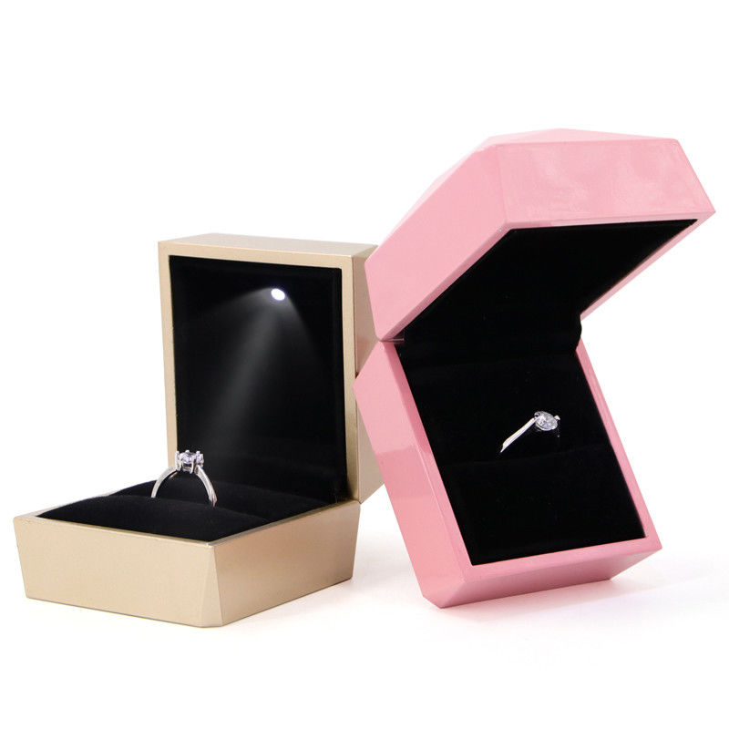 Custom Logo PU Plastic Gold Jewelry Packaging Box with LED Light Jewelry Package