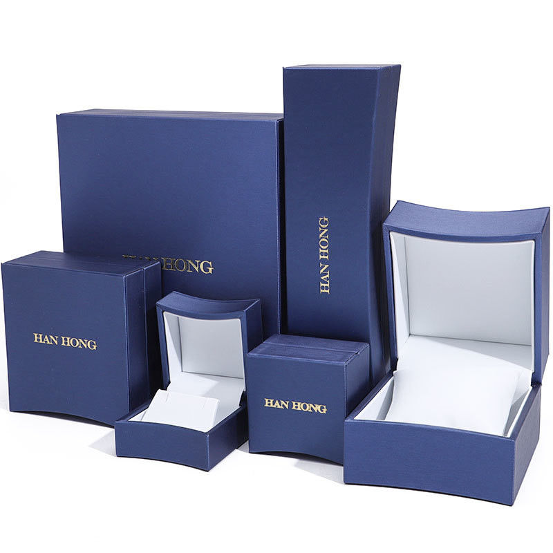 Custom Logo Octagonal Jewelry Packaging Box in Blue Leather for Necklace Earrings Ring