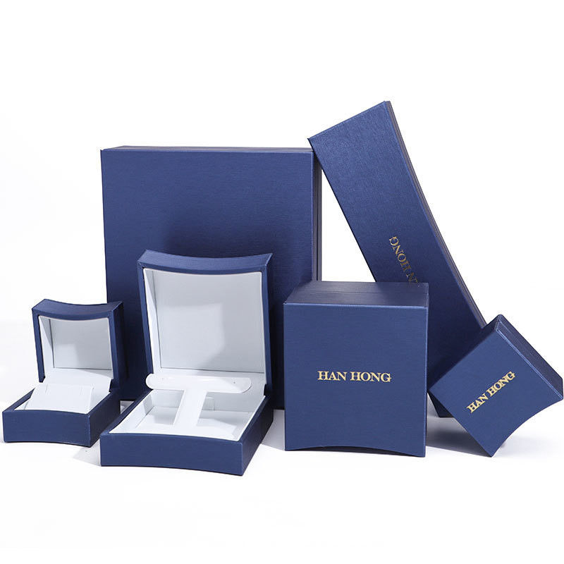 Custom Logo Octagonal Jewelry Packaging Box in Blue Leather for Necklace Earrings Ring