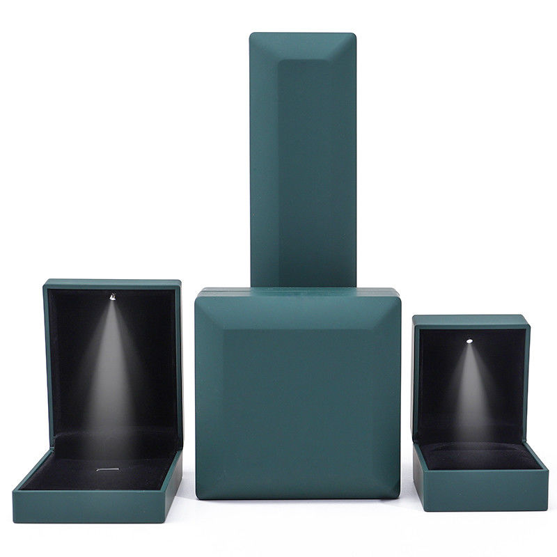 Jewelry Package Custom Logo Green LED Light Velvet Box for Rings Bracelets Necklaces