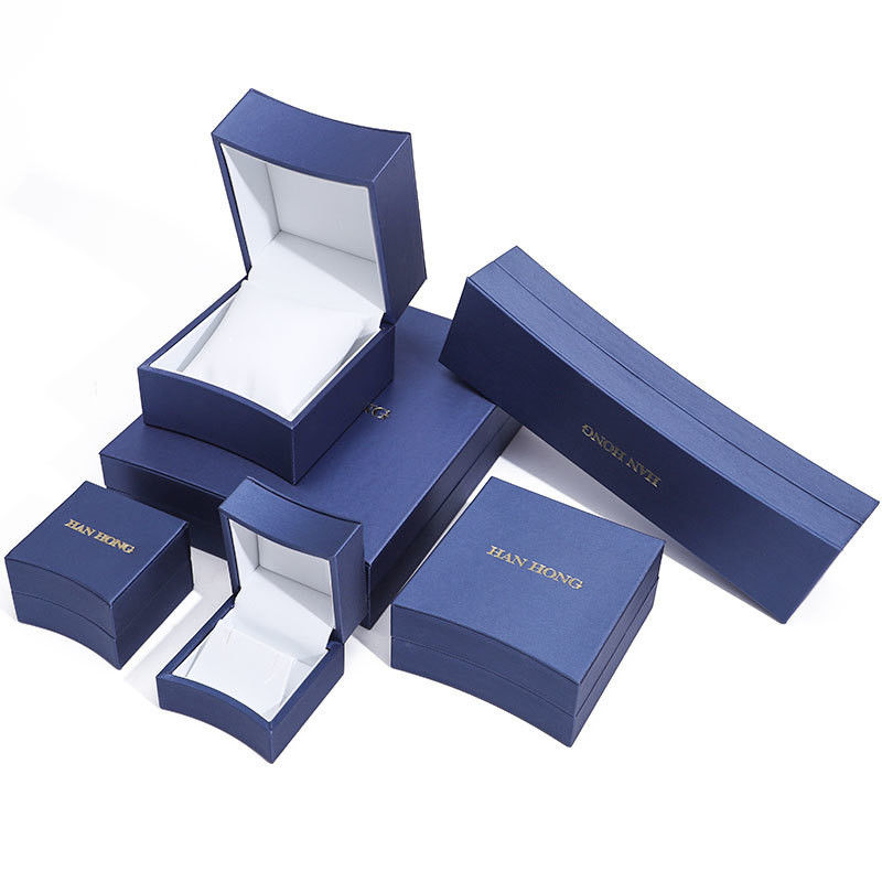 Custom Logo Octagonal Jewelry Packaging Box in Blue Leather for Necklace Earrings Ring