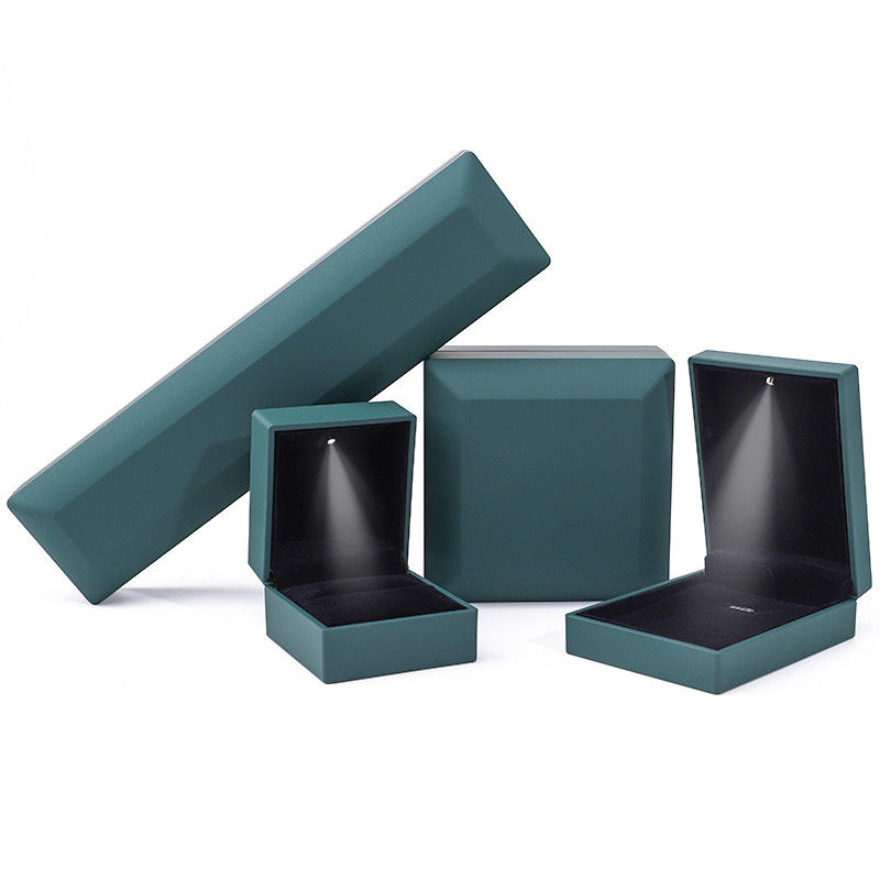 Jewelry Package Custom Logo Green LED Light Velvet Box for Rings Bracelets Necklaces