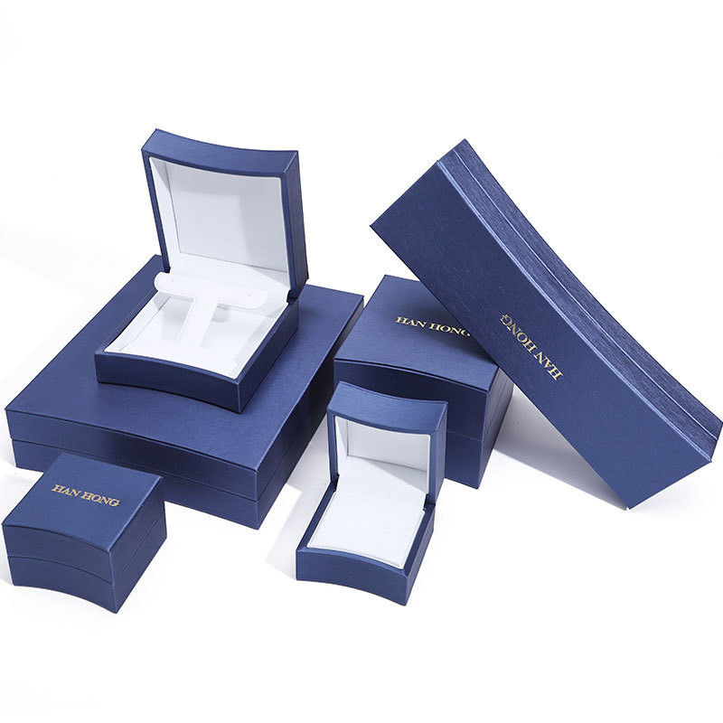 Custom Logo Octagonal Jewelry Packaging Box in Blue Leather for Necklace Earrings Ring