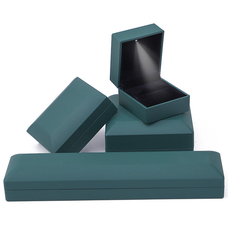 Jewelry Package Custom Logo Green LED Light Velvet Box for Rings Bracelets Necklaces
