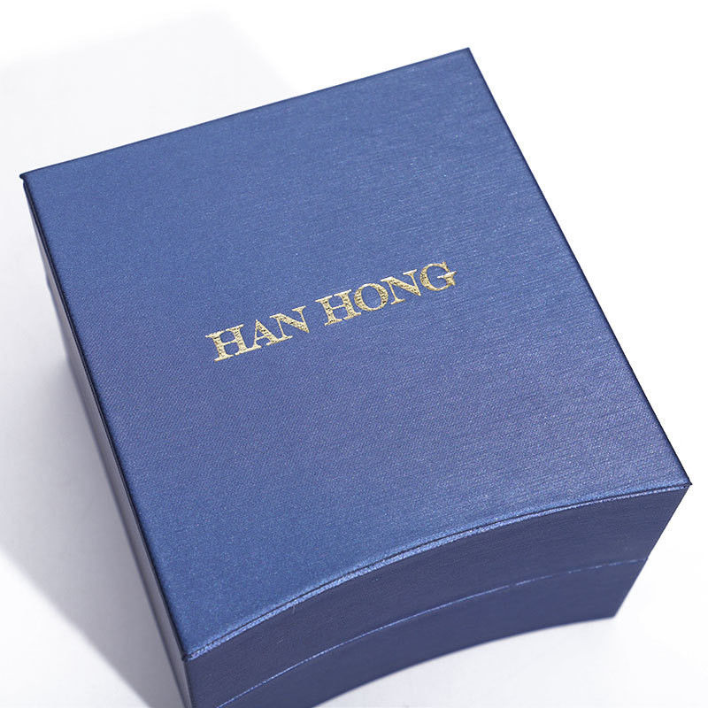 Custom Logo Octagonal Jewelry Packaging Box in Blue Leather for Necklace Earrings Ring