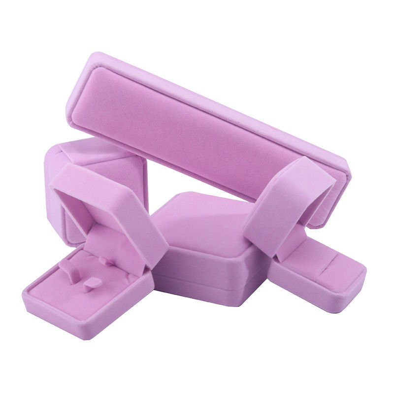 Hign quality  jewelry box hign end handmade pink velvet jewellery box for jewelry set