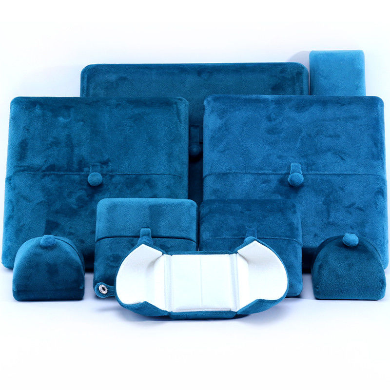 elegant double door jewelry box hign end blue velvet jewellery box with logo