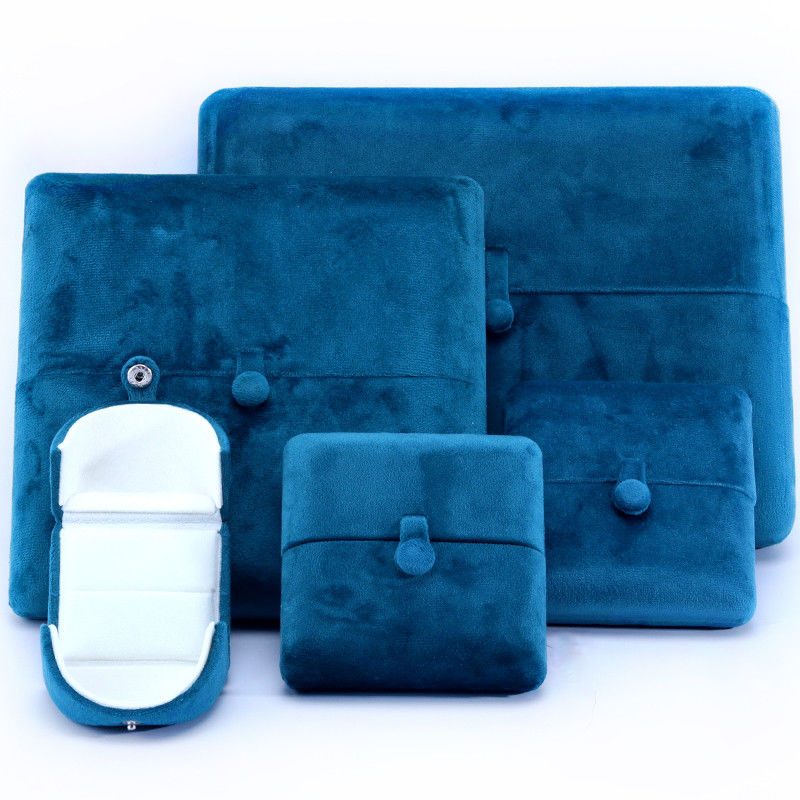 elegant double door jewelry box hign end blue velvet jewellery box with logo
