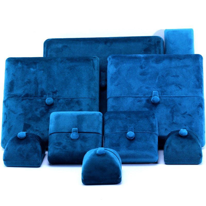elegant double door jewelry box hign end blue velvet jewellery box with logo