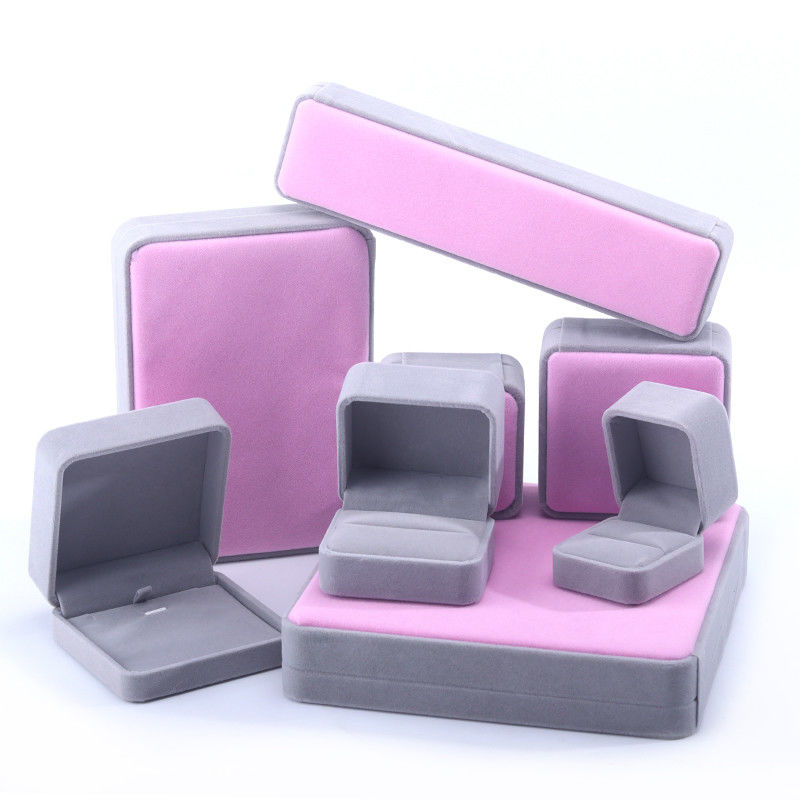 Custom Grade Velvet Jewelry Packaging Box for Necklace Stud Earrings Bracelet and Ring