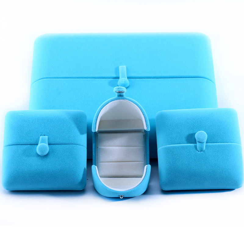 elegant double door jewelry box hign end blue velvet jewellery box with logo