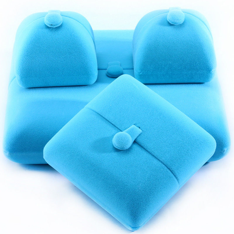 elegant double door jewelry box hign end blue velvet jewellery box with logo
