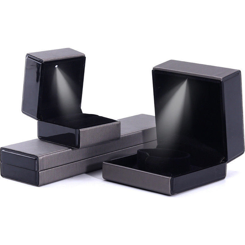 Hanhong Custom Logo LED Light Jewelry Packaging Box in Gray for Bracelet Necklace and Ring