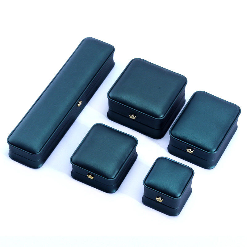 Green Crown Design Luxury PU Leather Jewelry Box for Bracelet Necklace Ring and Green