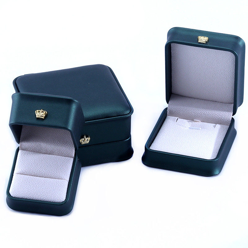 Green Crown Design Luxury PU Leather Jewelry Box for Bracelet Necklace Ring and Green