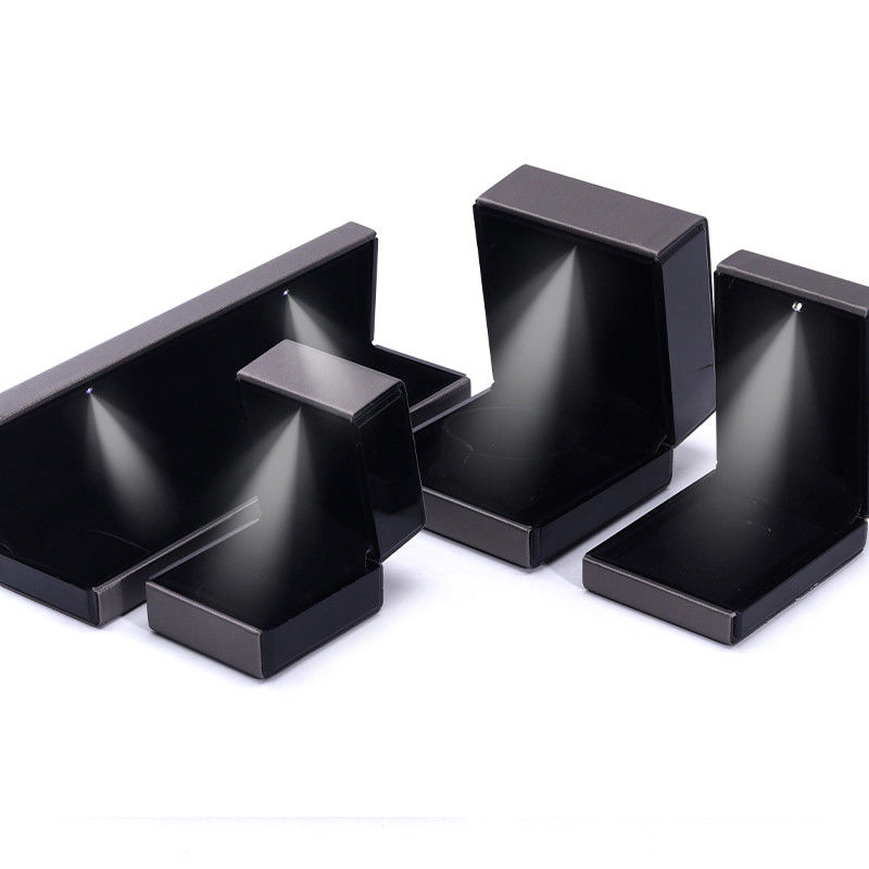 Hanhong Custom Logo LED Light Jewelry Packaging Box in Gray for Bracelet Necklace and Ring