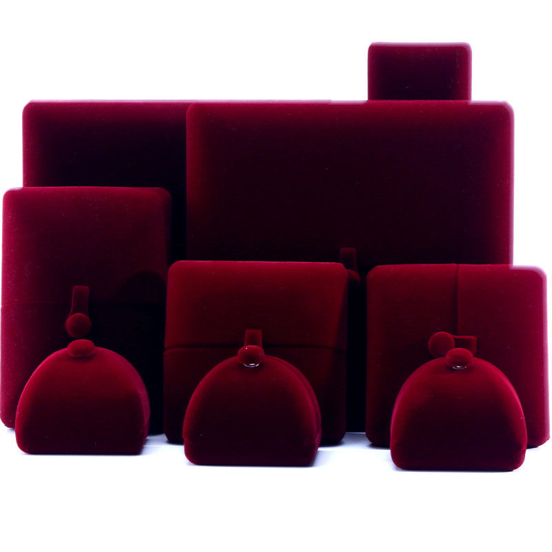 elegant double door jewelry box hign end red velvet jewellery box with logo