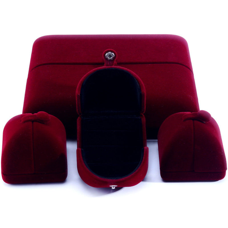 elegant double door jewelry box hign end red velvet jewellery box with logo