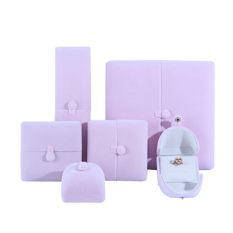 elegant double door jewelry box hign end pink velvet jewellery box with logo
