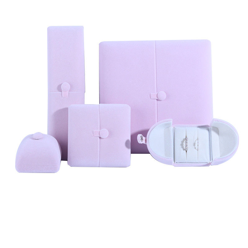 elegant double door jewelry box hign end pink velvet jewellery box with logo