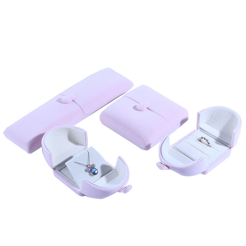 elegant double door jewelry box hign end pink velvet jewellery box with logo