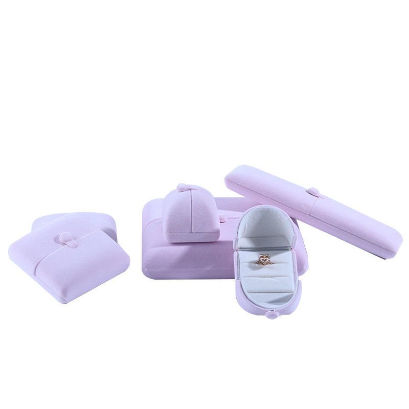 elegant double door jewelry box hign end pink velvet jewellery box with logo