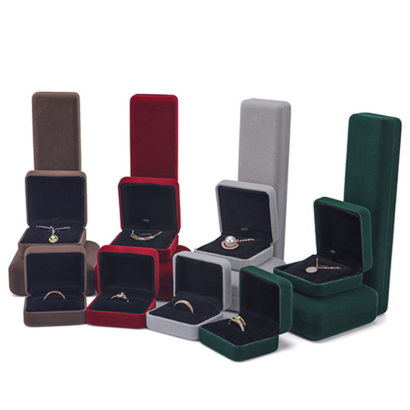 Green Jewelry Box Custom LED Velvet Jewelry Package with Luxury and Custom Ring Box