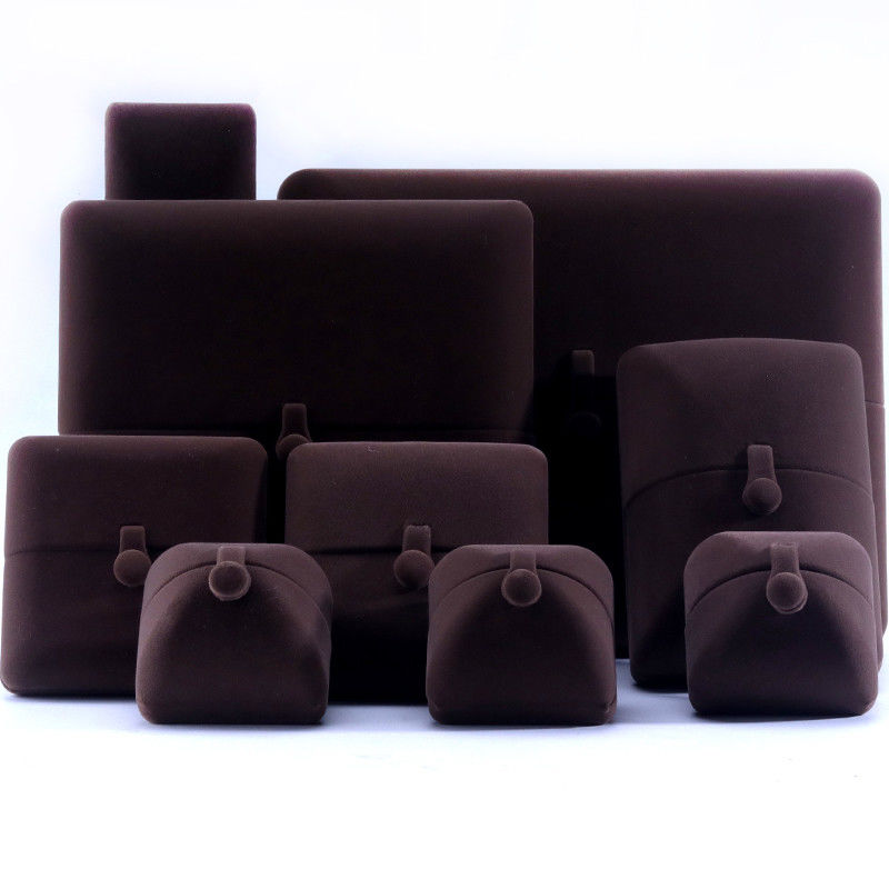 elegant double door jewelry box hign end brown velvet jewellery box with logo
