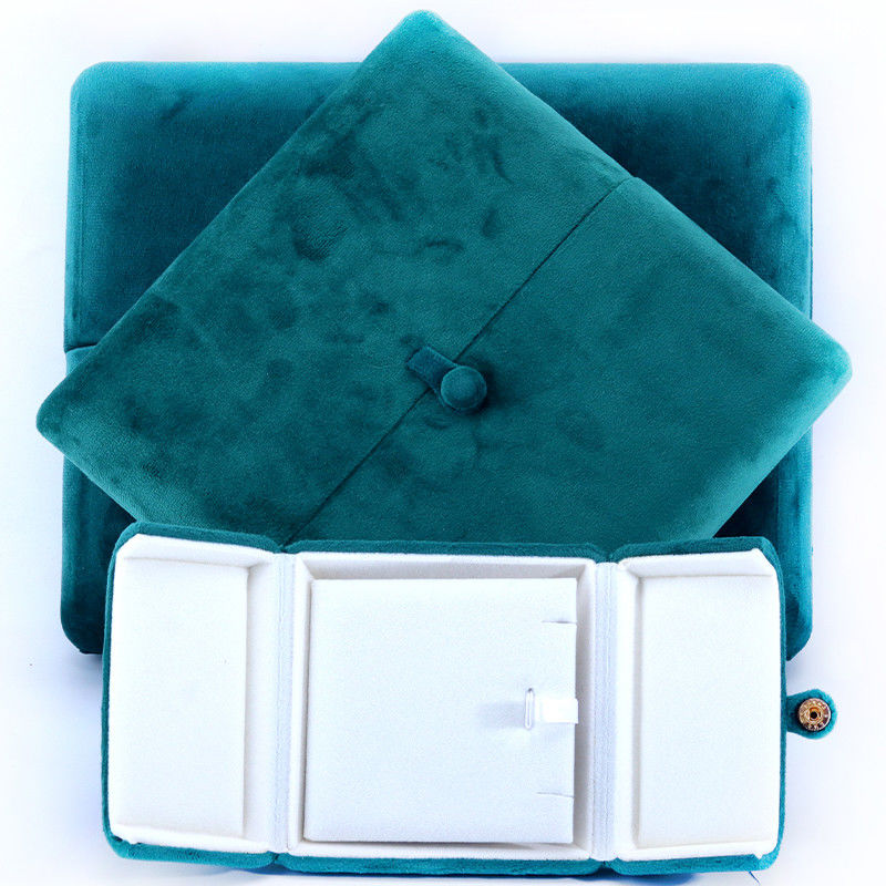 elegant double door jewelry box hign end green velvet jewellery box with logo