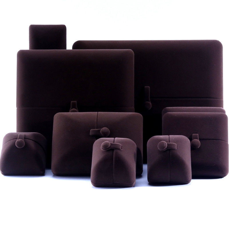 elegant double door jewelry box hign end brown velvet jewellery box with logo