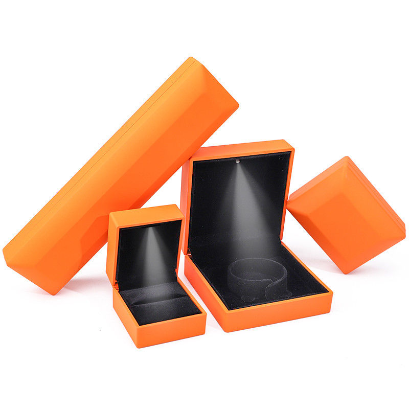 Customized Size Handmade Orange LED Ring Jewelry Box for Custom Logo and White Light