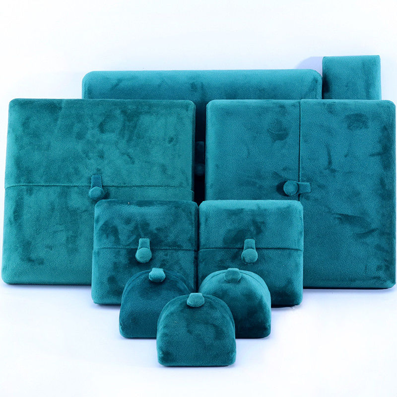 elegant double door jewelry box hign end green velvet jewellery box with logo