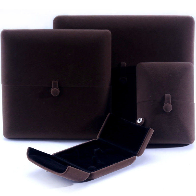 elegant double door jewelry box hign end brown velvet jewellery box with logo
