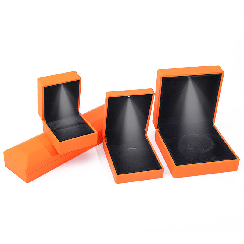 Customized Size Handmade Orange LED Ring Jewelry Box for Custom Logo and White Light