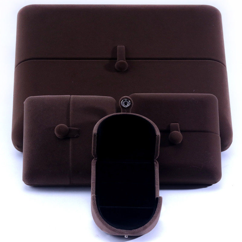 elegant double door jewelry box hign end brown velvet jewellery box with logo