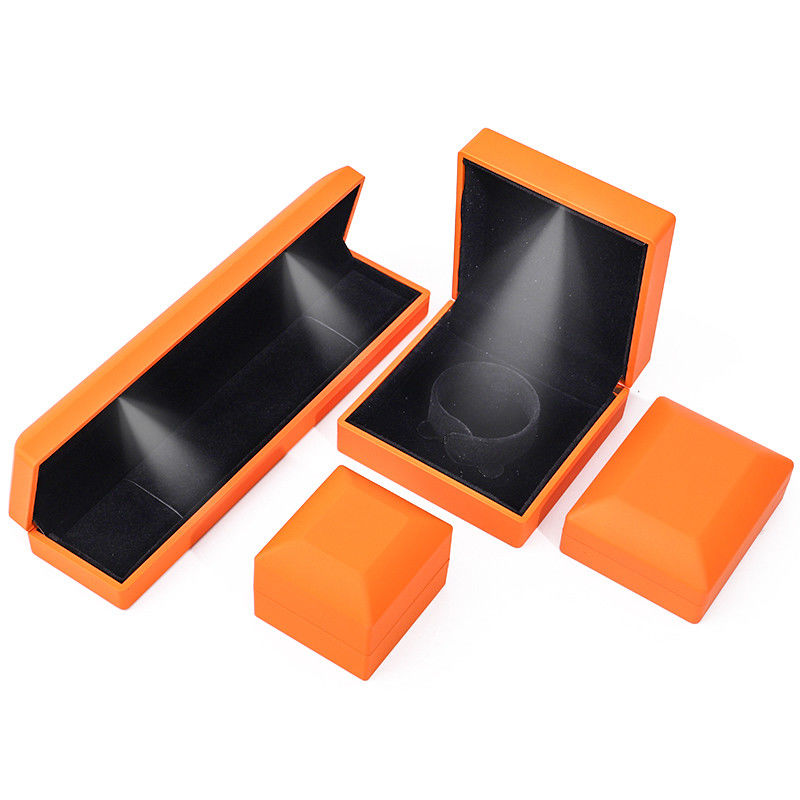 Customized Size Handmade Orange LED Ring Jewelry Box for Custom Logo and White Light