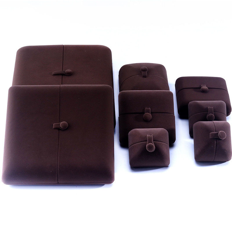 elegant double door jewelry box hign end brown velvet jewellery box with logo
