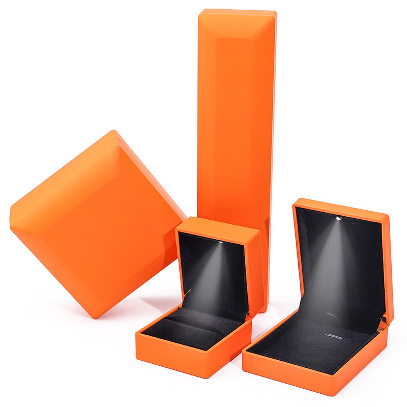 Customized Size Handmade Orange LED Ring Jewelry Box for Custom Logo and White Light