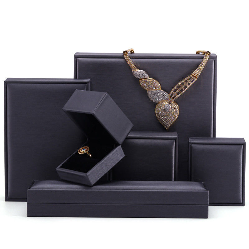 Silver Velvet Jewelry Packaging Box with Custom Logo and Thick Sponge Necklace Ring Box