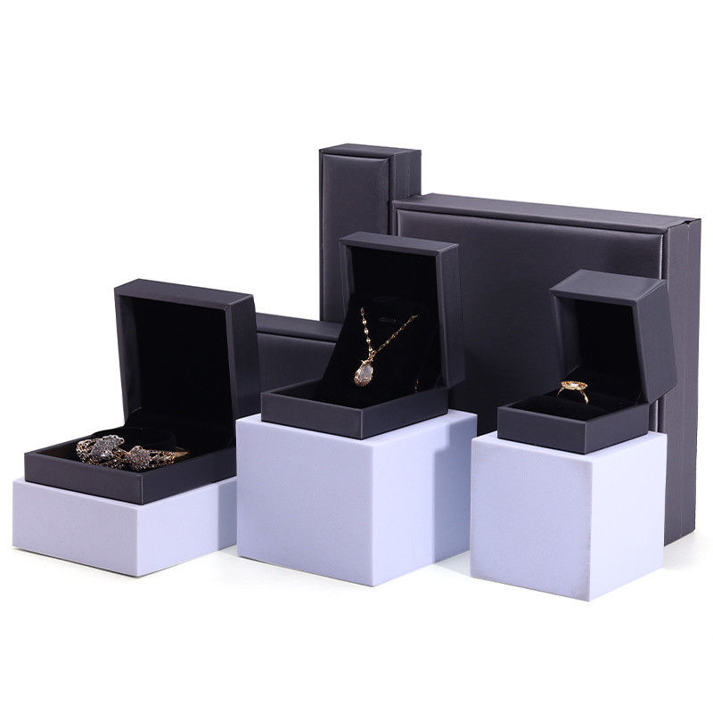 Silver Velvet Jewelry Packaging Box with Custom Logo and Thick Sponge Necklace Ring Box