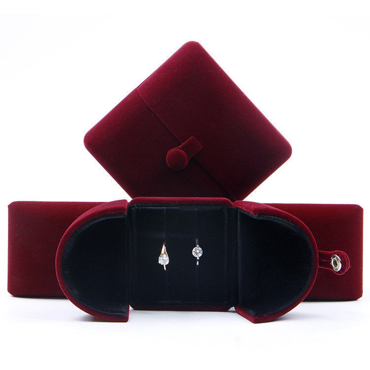 Soft Custom Logo Necklace Ring Gift Box Velvet Color Jewelry Box by Hanhong