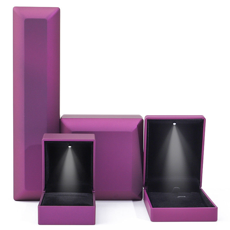 Custom Logo Rectangle Purple LED Jewelry Box for and Retail in Rectangle Shape