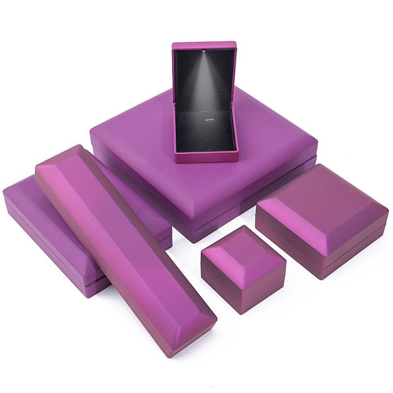 Custom Logo Rectangle Purple LED Jewelry Box for and Retail in Rectangle Shape